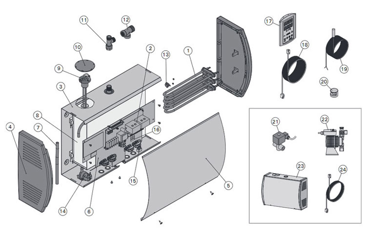 Sơ đồ hướng dẫn lắp đặt máy xông hơi ướt Harvia GHS-60 Finland